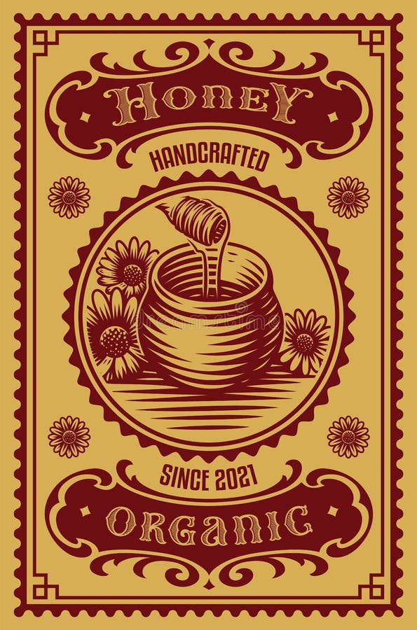 An old fashioned honey label royalty free illustration