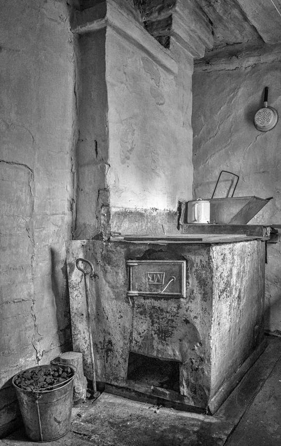 The Old Fashioned Interior with Coal Stove Stock Image Image of retro