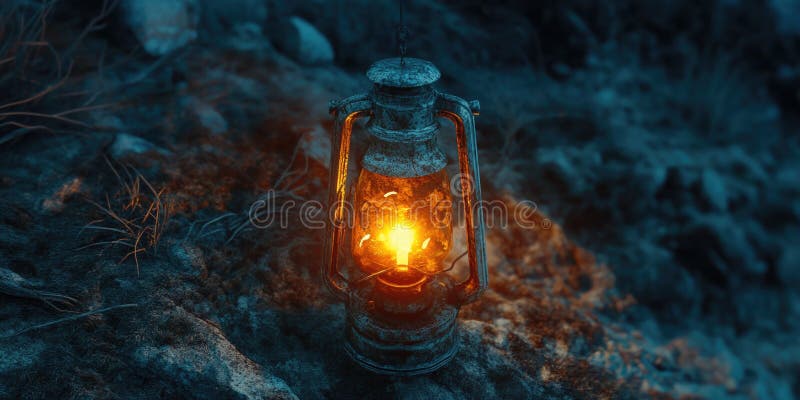 Old fashioned lantern on rock royalty free stock images