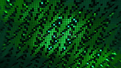 Old Fashioned Retro Game Background With Blinking Pixels. Motion.