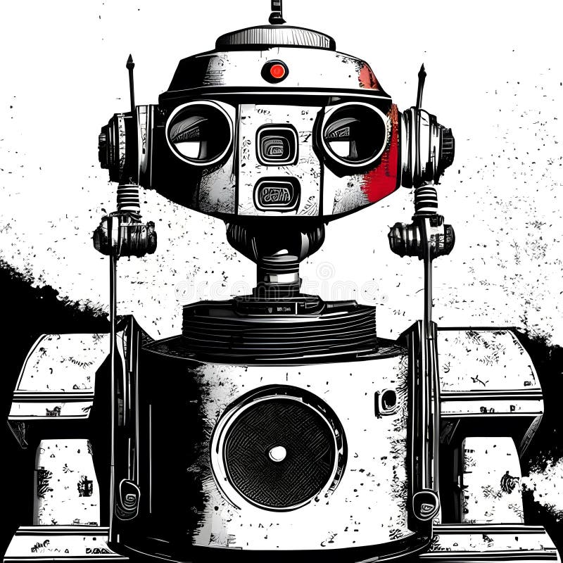 Old-fashioned rusty robot royalty free illustration