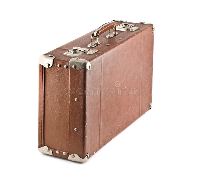 Oldfashioned Scratched Suitcase Isolated Stock Photo Image of