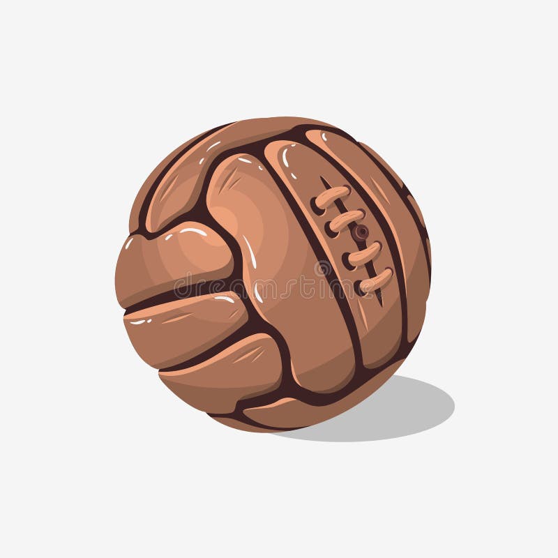 Old Fashioned Soccer Football Leather Ball on a White Background Stock