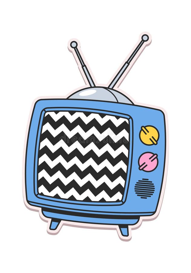 Old-fashioned TV-set retro sticker design vector illustration