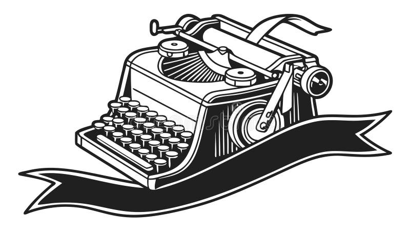 Old-Fashioned Typewriter with Ribbon Banner, vector design Generative AI vector illustration