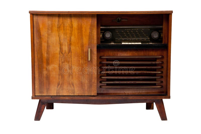 Old-fashioned wooden brown radio box