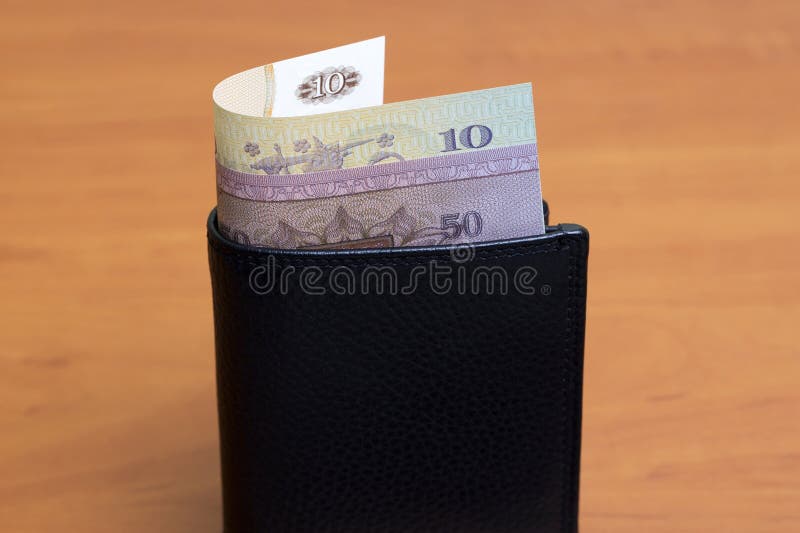 Old Finnish Marks in the black wallet royalty free stock photos