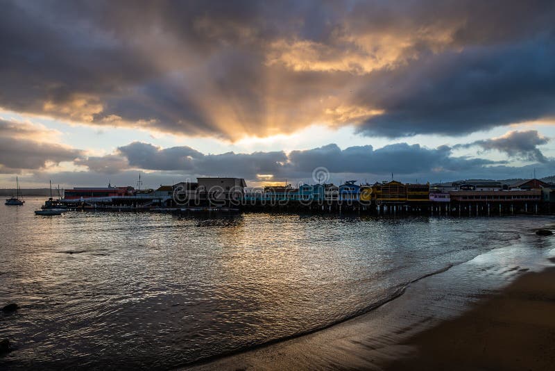 Old Fisherman`s Wharf, Monterey Harbor Stock Photo - Image of cannery