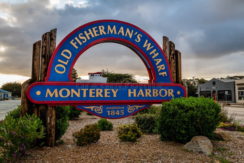 Old Fisherman`s Wharf, Monterey Harbor Stock Image - Image of park
