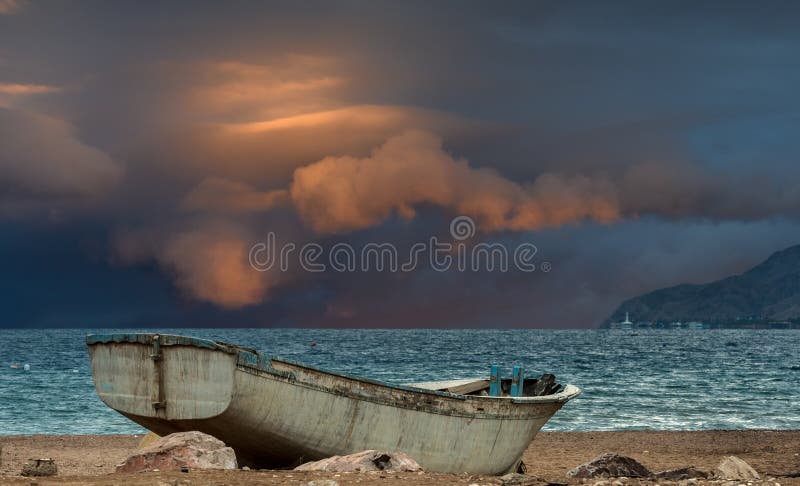 Old fishing boat at the Red sea