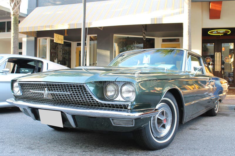 The Old Ford Thunderbird car at the car show in Winter Haven, Florida-2014. Old thunderbird stock images, royalty-free photos and pictures