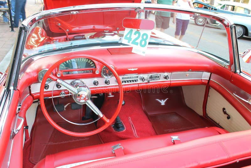 The old Ford Thunderbird car at the car show in Winter Haven, Florida-2014. Old thunderbird stock images, royalty-free photos and pictures