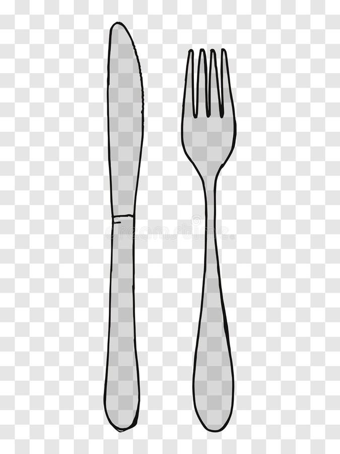 Old Fork and Knife Hand Drawing. Cutlery on a Transparent Background ...