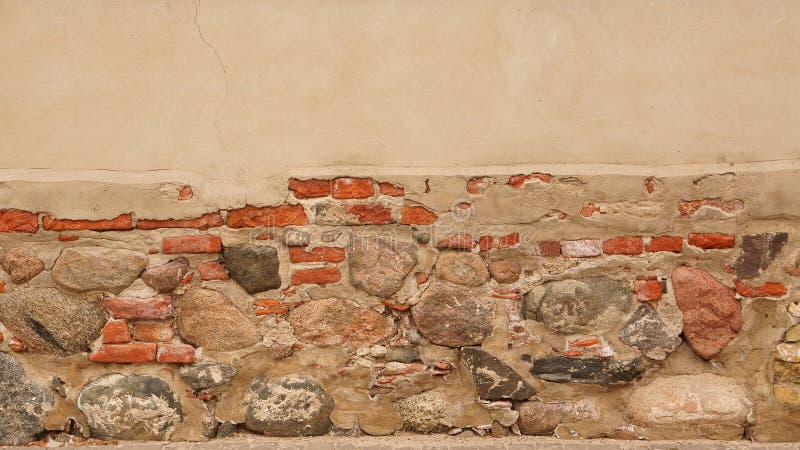 Old stone foundation and brick. fragment. Concrete fragment stock images, royalty-free photos and pictures