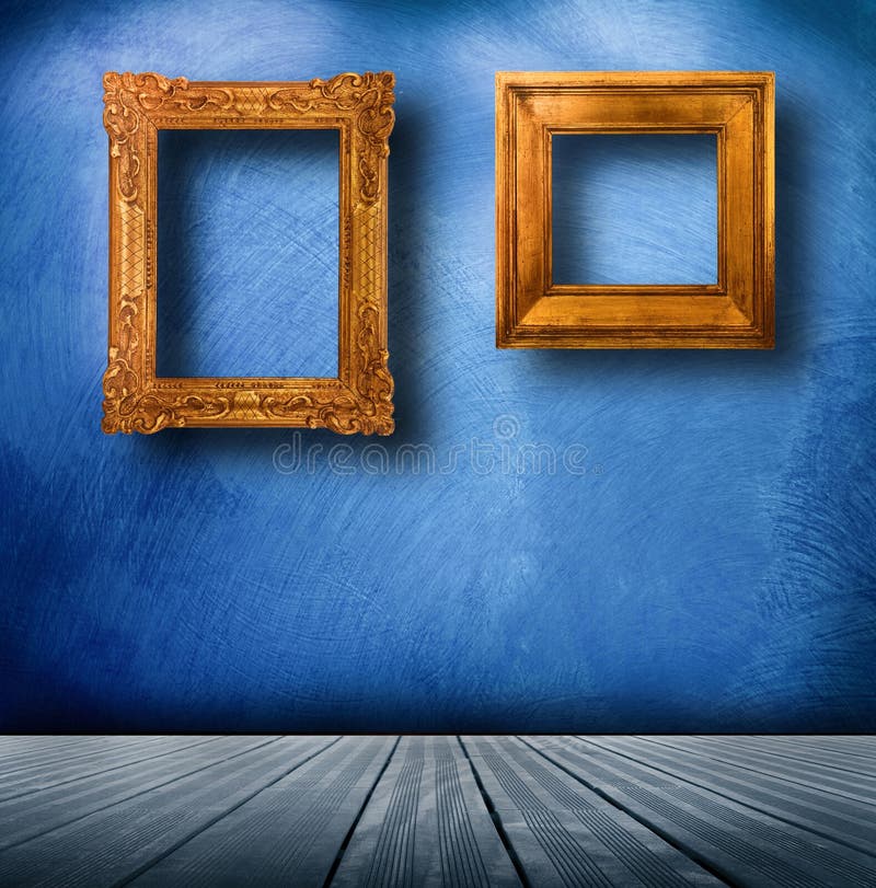 Old frame hanging on wall stock image. Image of golden 111574957