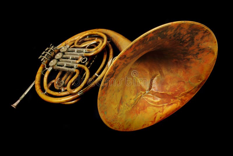 Old french horn stock image. Image of horn, background 23059411
