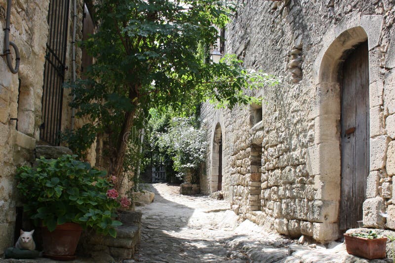 Old french street stock image. Image of stone, village 26847705
