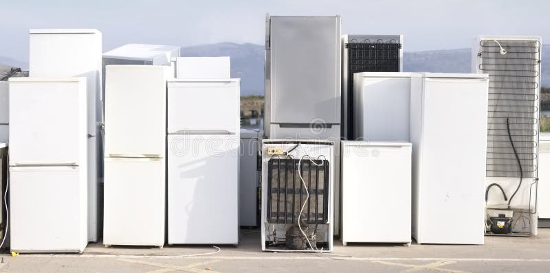 Old Fridge Freezer Refrigerator Refrigerant Gas at Refuse Dump