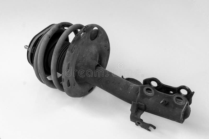 Old Front Shock Absorber for Car Isolated on White Background Stock