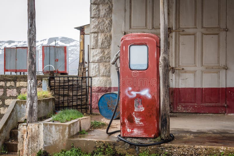 Old gas station in Lebanon editorial photography. Image of zgharta