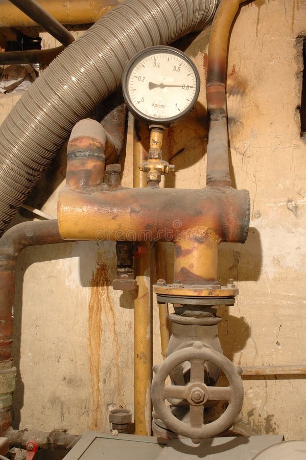Old Gauge, Valve and Heating Pipes Stock Photo Image of gauge, metal
