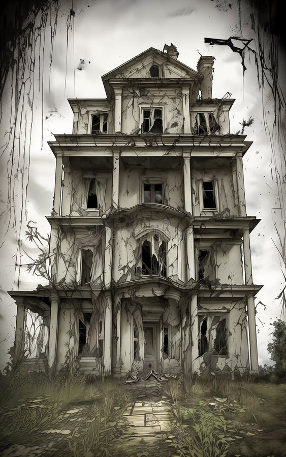 Old gloomy ruined mansion