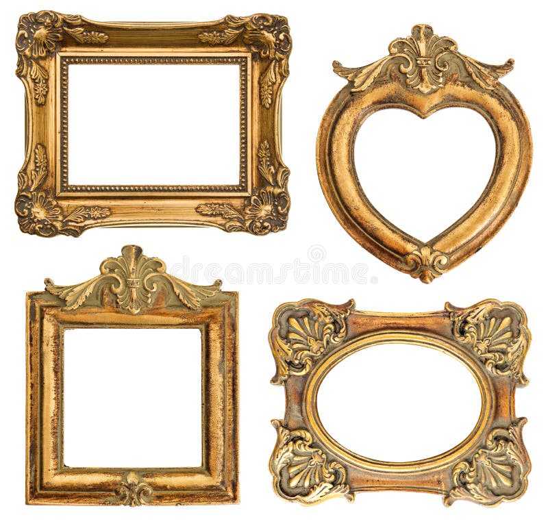 Vintage Picture Frames on White Brick Wall Stock Image Image of