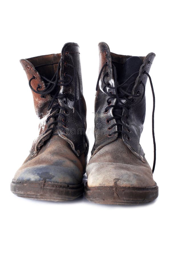 Dirty Work Boots with Mud and Scratches Stock Photo - Image of filthy ...