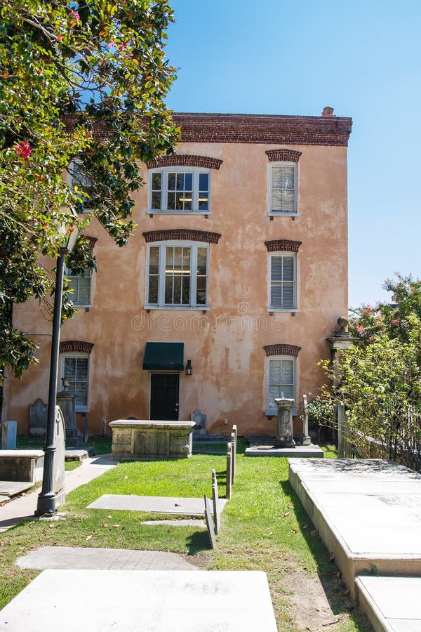 Old Graveyard by Brown Plaster Building Stock Photo Image of