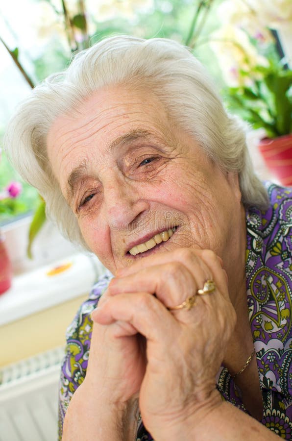Old Grayhaired Woman Stock Photo Image Of Pensive Gr