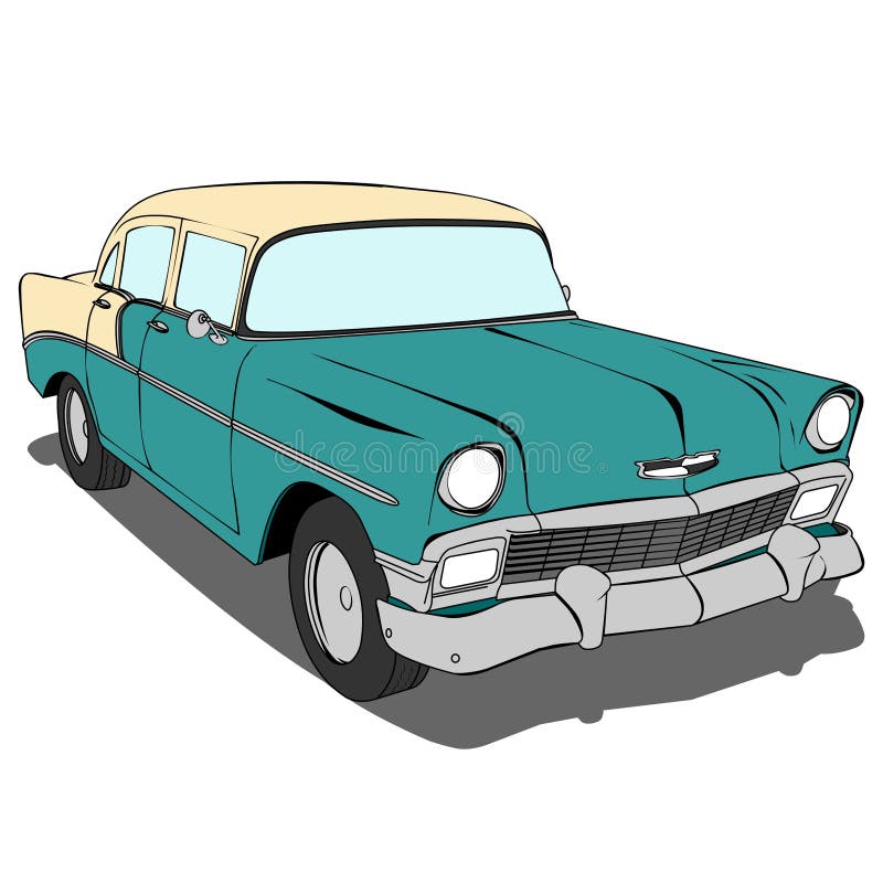 Old Green Car Vector Illustration Stock Vector - Illustration of green