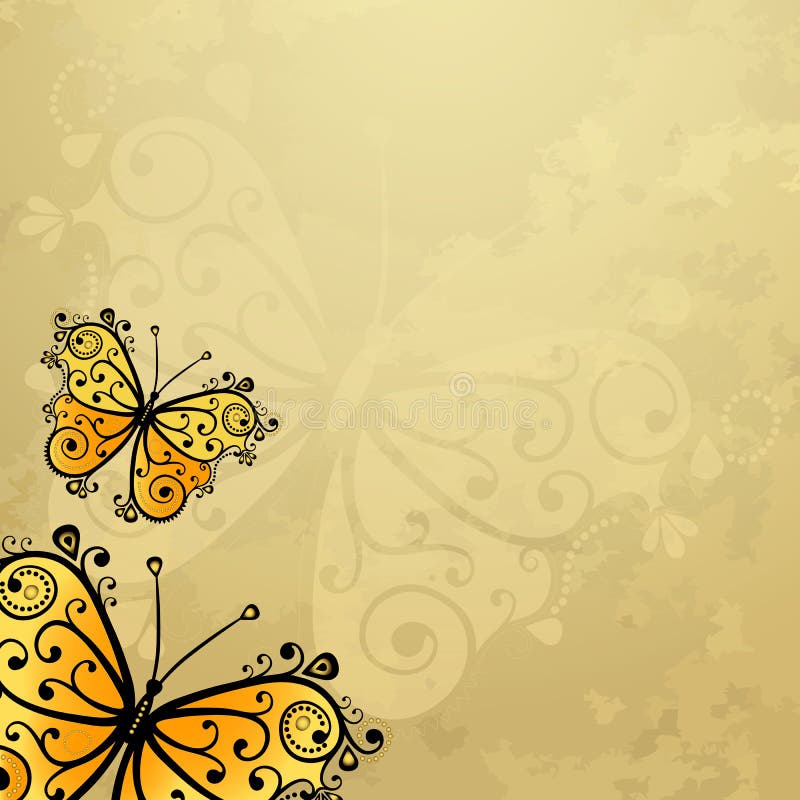 Gold Butterflies in Flower Garden Silhouette Stock Illustration -  Illustration of butterflies, isolated: 3877459