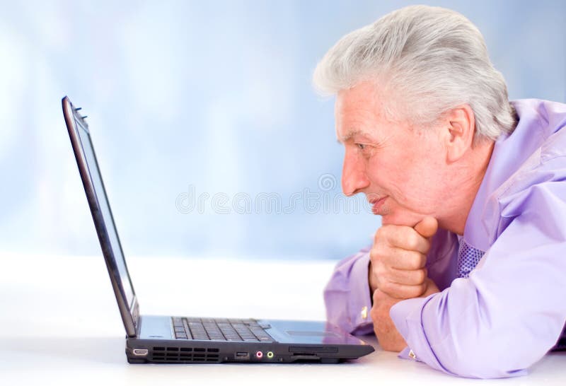 Old guy with computer