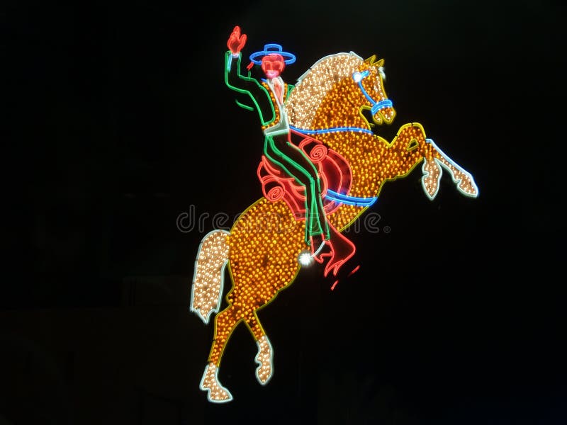 Old Hacienda Horse and Rider neon now in Downtown Fremont District Las Vegas.