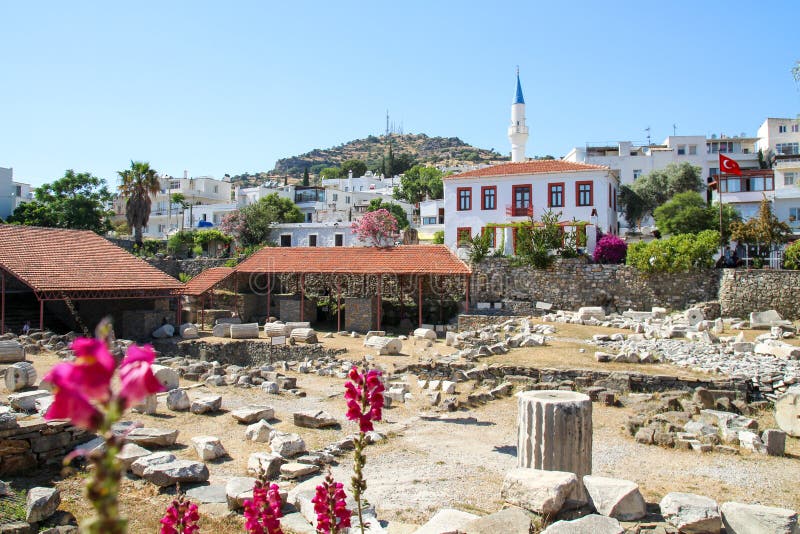 Old Halicarnassus overview with flowers royalty free stock images Old Halicarnassus overview with flowers royalty free stock images
