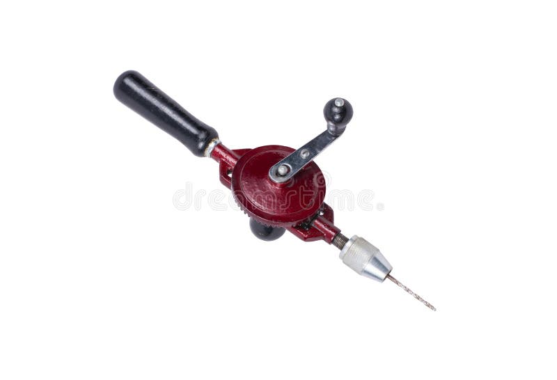 Retro Manual Hand Drill Tool Isolated on White Stock Photo - Image of  manueal, background: 30058718