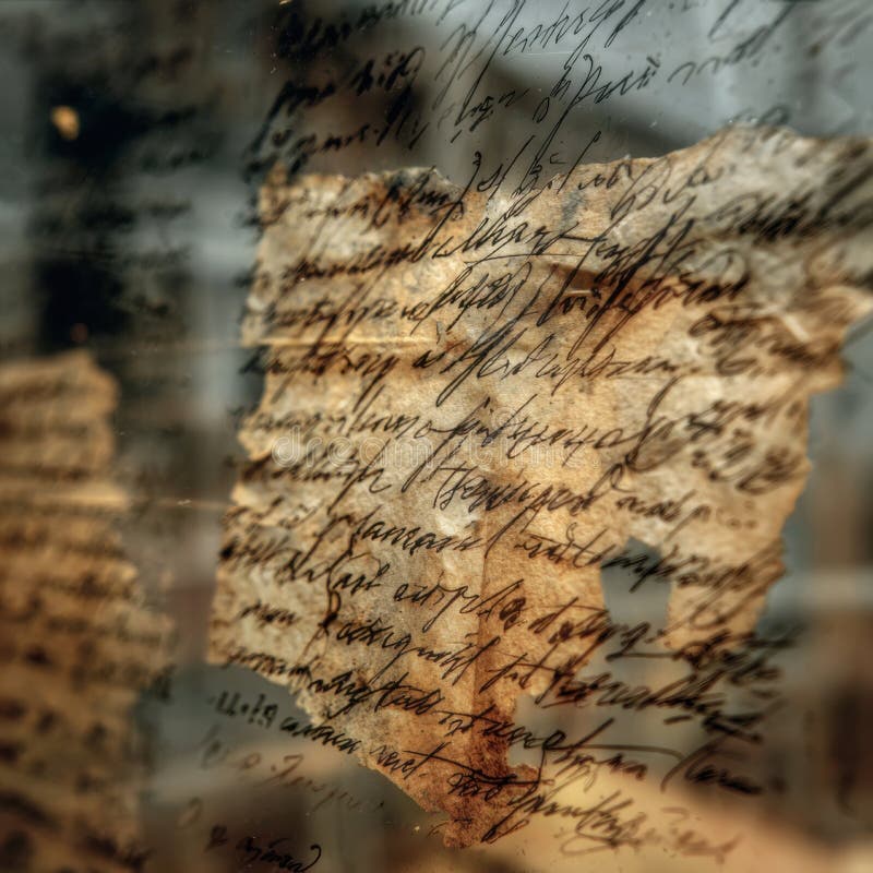 Old handwritten letters displayed in a museum showcase, providing insight into historical communication methods and royalty free stock image