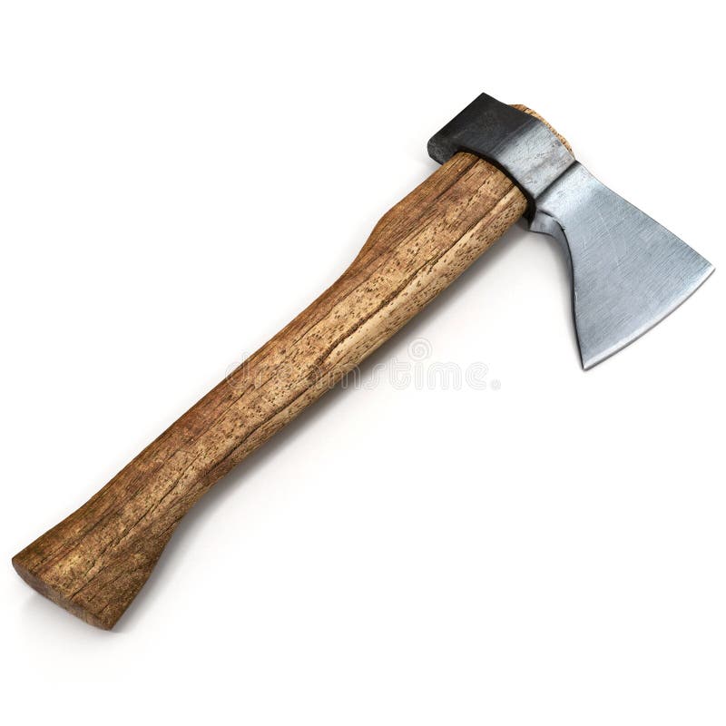 Old Hatchet on White Background 3D Illustration. Old Hatchet on White Background 3D Illustration