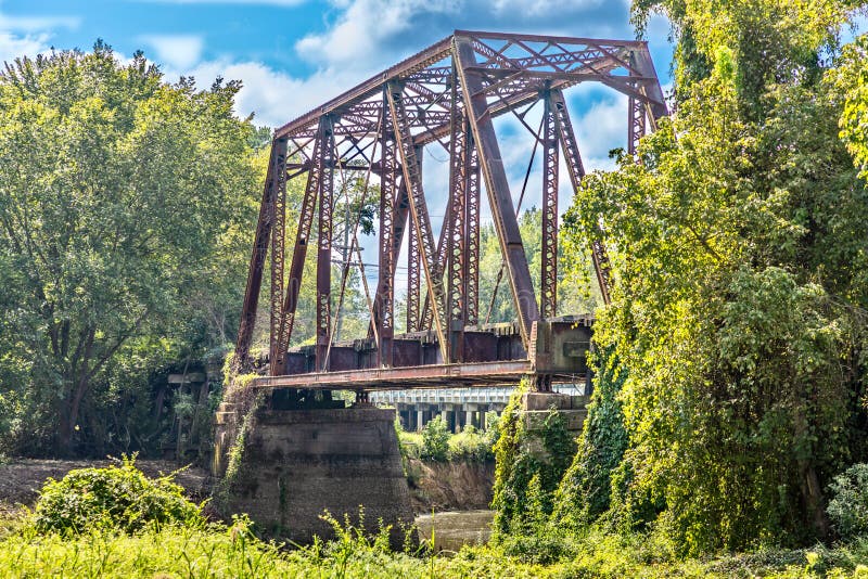 Old, Historic Jefferson Railway Bridge in Jefferson, Texas USA Stock Photo Image of train