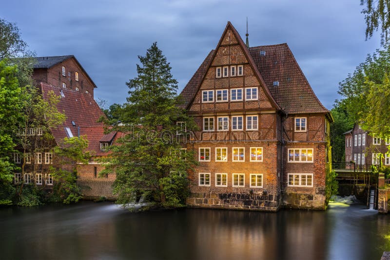 Old historic watermill in Luneburg