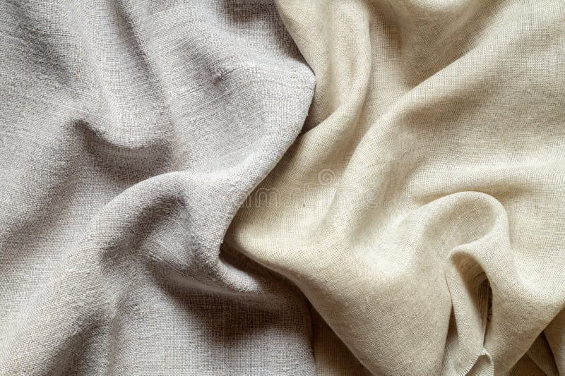 Old Homespun and Modern Factory Linen Fabrics and Flowering Flax Stock