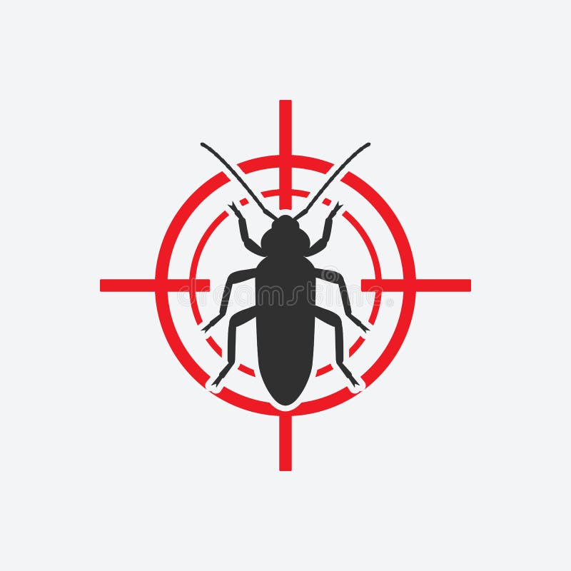 Old House Borer icon red target. Insect pest control sign royalty free illustration