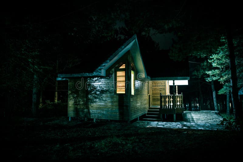 Abandoned House In Woods At Night