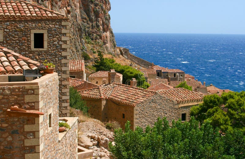 Tetti casa un mar Mediterraneo il mare, grecia.