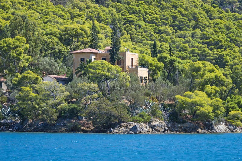 Old house by the sea, Poros island stock photography Old house by the sea, Poros island stock photography