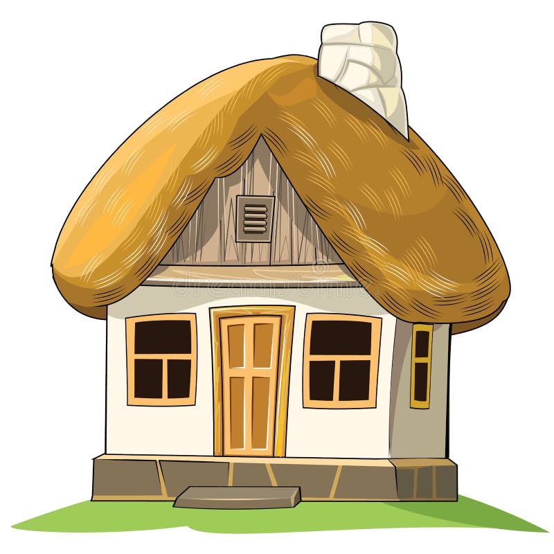 Old House with a Thatched Roof. Fabulous Cartoon Object. Cute Childish  Style. an Ancient Dwelling. Tiny, Small Stock Vector - Illustration of  icon, front: 203280306