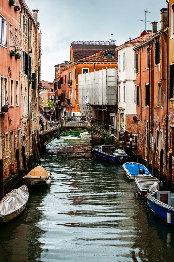 Old Houses And Canal In Title Style In Venice. Title stock images, royalty-free photos and pictures