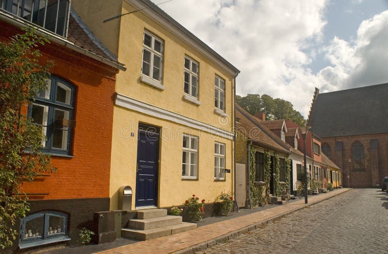 Old houses in Maribo stock photo. Image of maribo, clouds 13089348