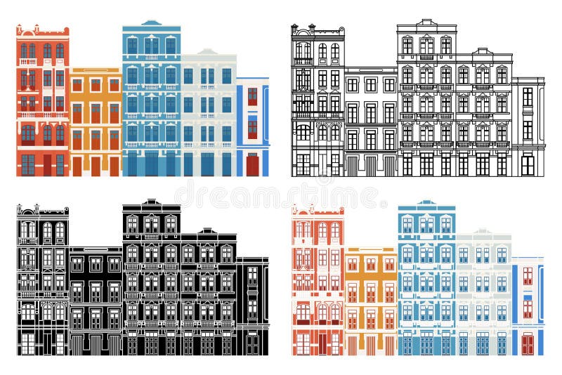 Old Houses in Recife, Brazil Stock Vector - Illustration of important ...