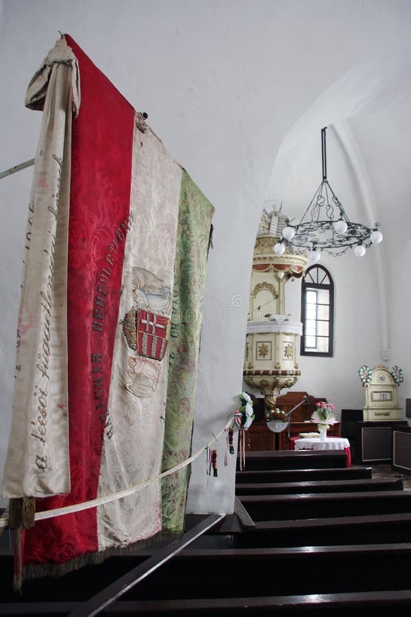 Old hungarian flag in a church